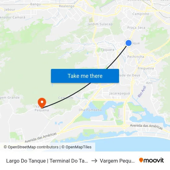 Largo Do Tanque | Terminal Do Tanque to Vargem Pequena map
