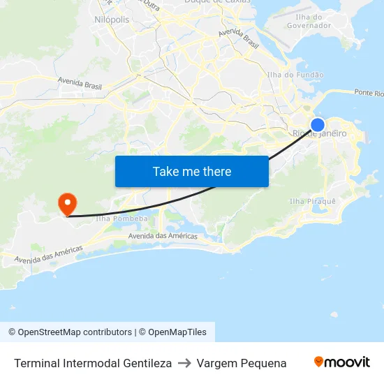 Terminal Intermodal Gentileza to Vargem Pequena map