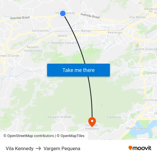 Vila Kennedy to Vargem Pequena map