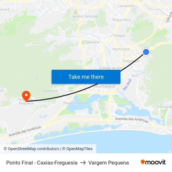 Ponto Final - Caxias-Freguesia to Vargem Pequena map