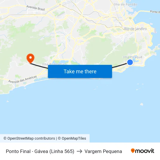 Ponto Final - Gávea (Linha 565) to Vargem Pequena map