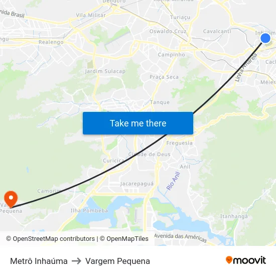 Metrô Inhaúma to Vargem Pequena map