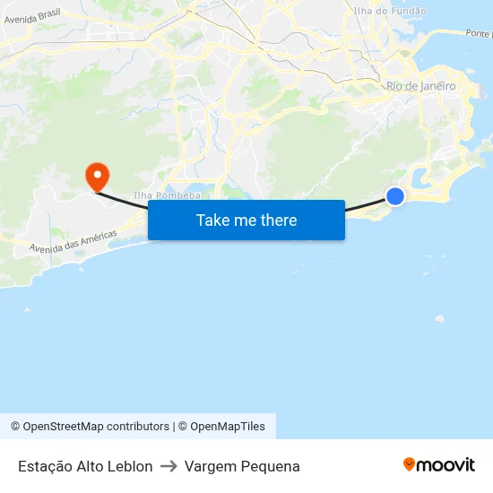 Estação Alto Leblon to Vargem Pequena map