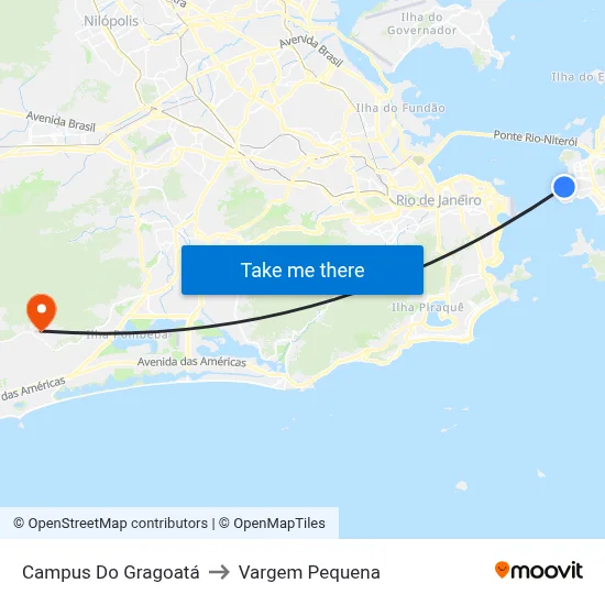Campus Do Gragoatá to Vargem Pequena map