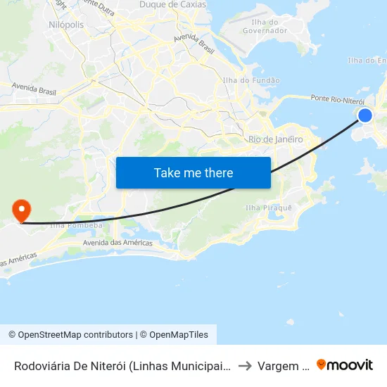 Rodoviária De Niterói (Linhas Municipais E Intermunicipais Para O Rio) to Vargem Pequena map