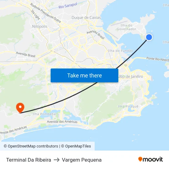 Terminal Da Ribeira to Vargem Pequena map