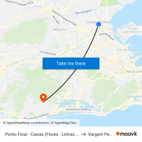 Ponto Final - Caxias (Flores - Linhas 120t E 451t) to Vargem Pequena map