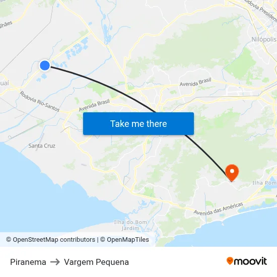 Piranema to Vargem Pequena map