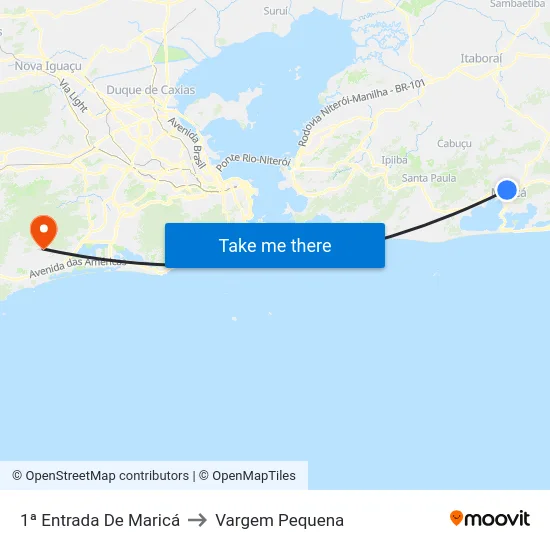 1ª Entrada De Maricá to Vargem Pequena map