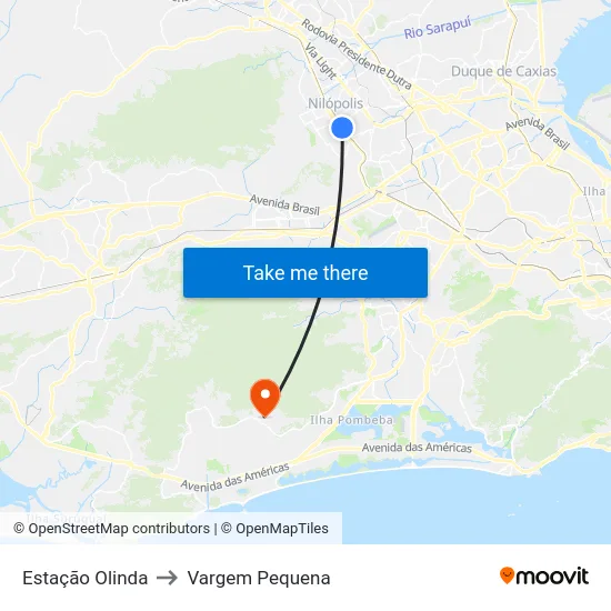 Estação Olinda to Vargem Pequena map