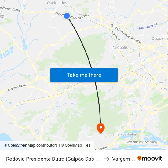 Rodovia Presidente Dutra (Galpão Das Lojas Americanas/Posto Gatão)) to Vargem Pequena map