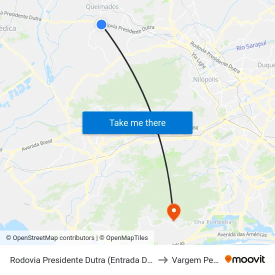 Rodovia Presidente Dutra (Entrada De Queimados) to Vargem Pequena map
