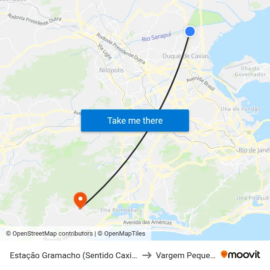 Estação Gramacho (Sentido Caxias) to Vargem Pequena map
