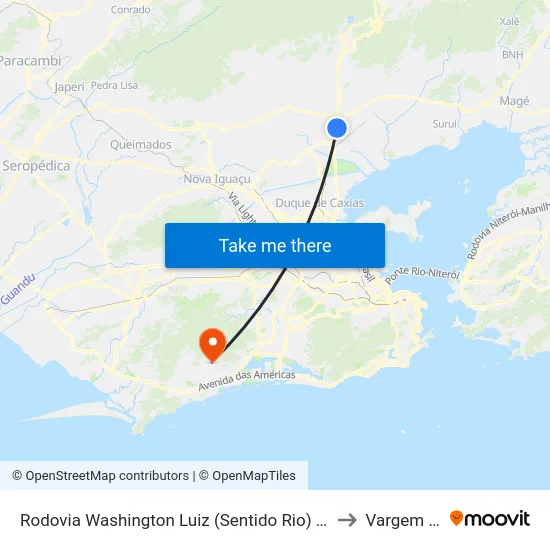 Rodovia Washington Luiz (Sentido Rio) | Entrada De Jardim Primavera to Vargem Pequena map