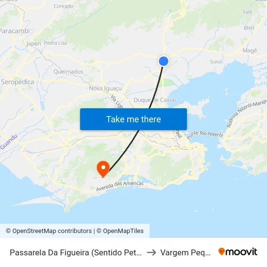 Passarela Da Figueira (Sentido Petrópolis) to Vargem Pequena map
