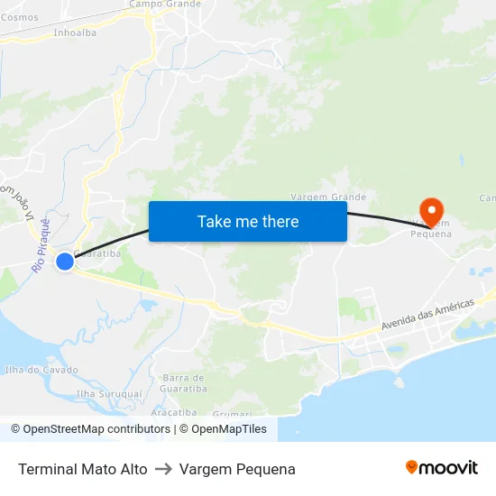 Terminal Mato Alto to Vargem Pequena map