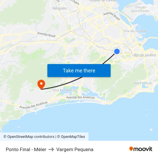 Ponto Final - Méier to Vargem Pequena map