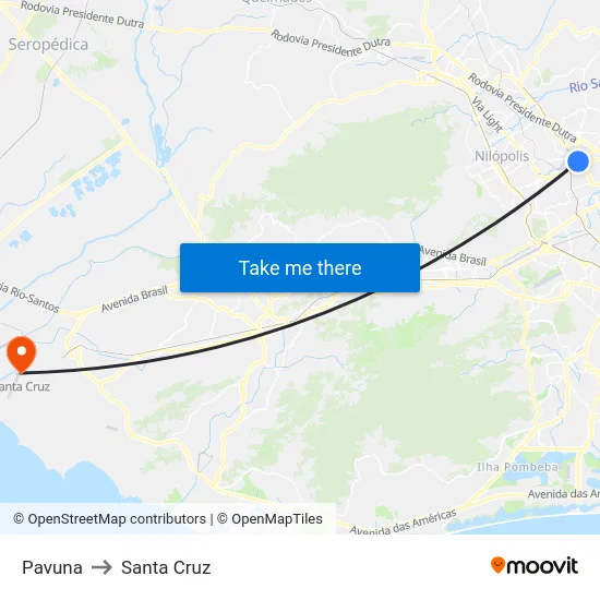 Pavuna to Santa Cruz map