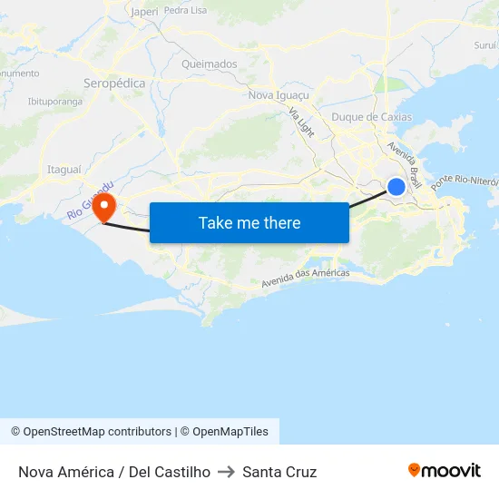 Nova América / Del Castilho to Santa Cruz map