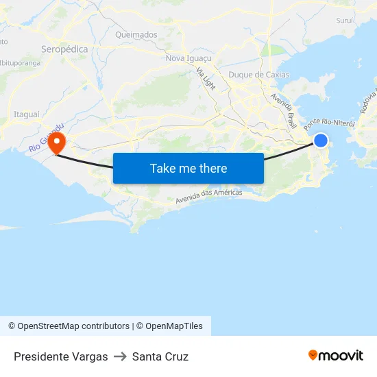 Presidente Vargas to Santa Cruz map