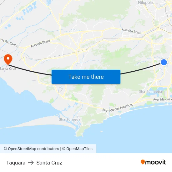 Taquara to Santa Cruz map