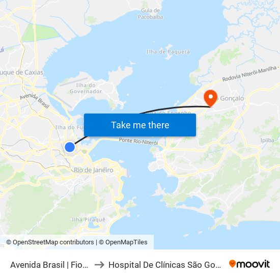 Avenida Brasil | Fiocruz to Hospital De Clínicas São Gonçalo map