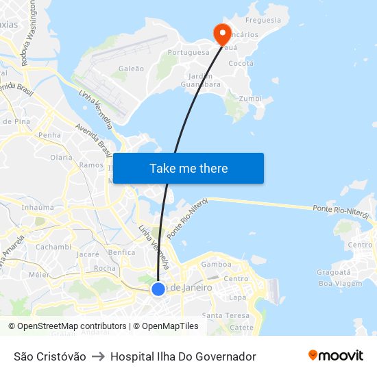 São Cristóvão to Hospital Ilha Do Governador map