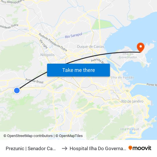 Prezunic | Senador Camará to Hospital Ilha Do Governador map