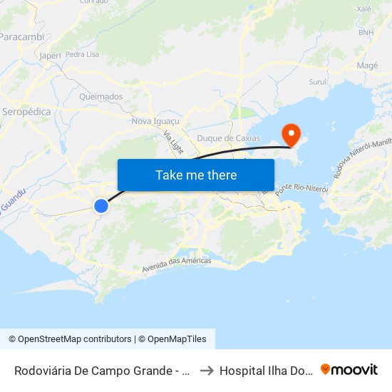 Rodoviária De Campo Grande - Plataforma A (Jabour) to Hospital Ilha Do Governador map