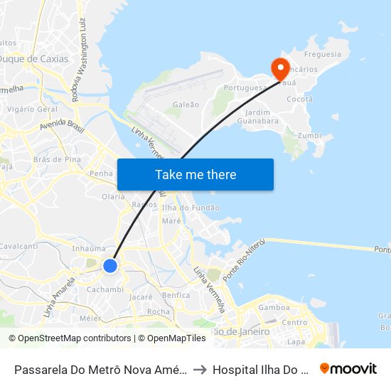 Passarela Do Metrô Nova América / Del Castilho to Hospital Ilha Do Governador map