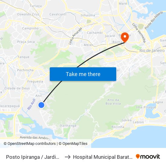 Posto Ipiranga / Jardim Clarice to Hospital Municipal Barata Ribeiro map