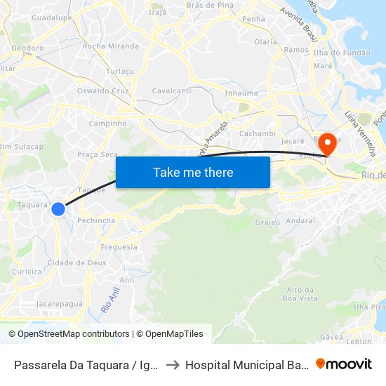 Passarela Da Taquara / Igreja Universal to Hospital Municipal Barata Ribeiro map