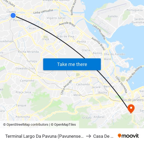 Terminal Largo Da Pavuna (Pavunense - Linhas Via Av. Brasil) to Casa De Portugal map
