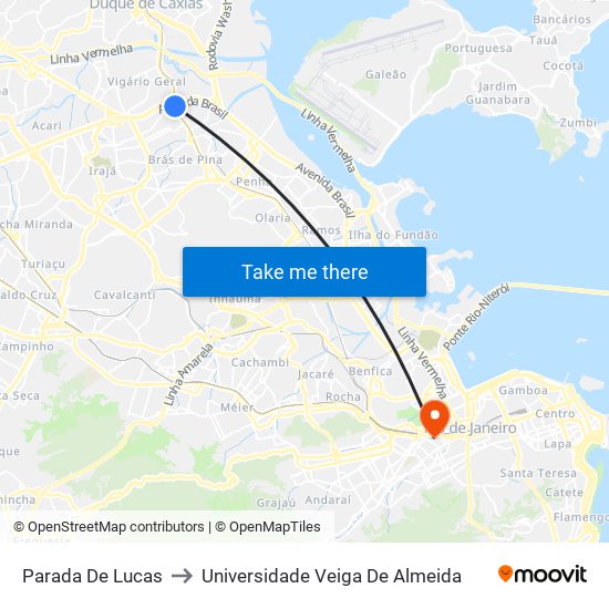 Parada De Lucas to Universidade Veiga De Almeida map