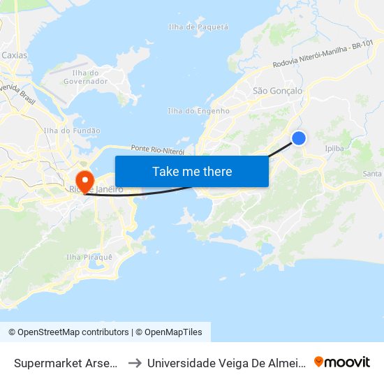 Supermarket Arsenal to Universidade Veiga De Almeida map