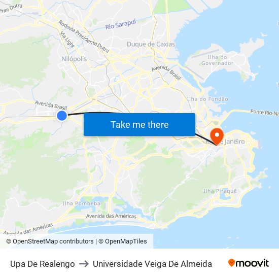 Upa De Realengo to Universidade Veiga De Almeida map