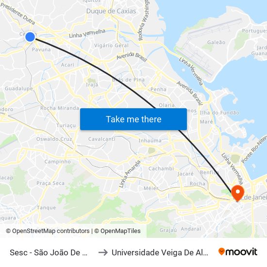 Sesc - São João De Meriti to Universidade Veiga De Almeida map