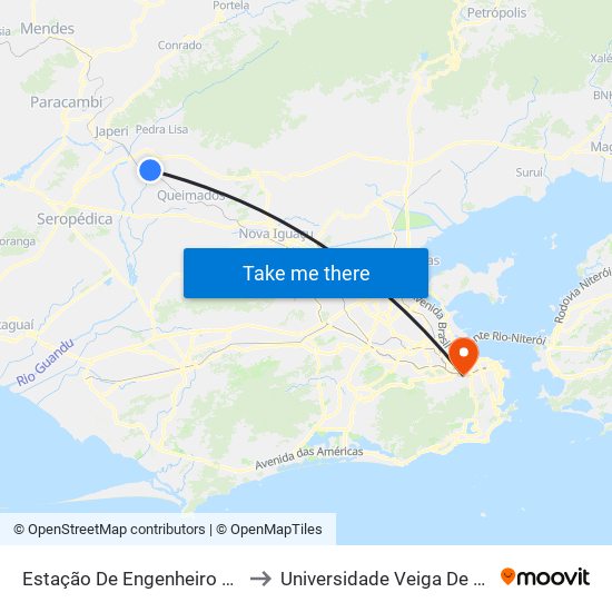 Estação De Engenheiro Pedreira to Universidade Veiga De Almeida map