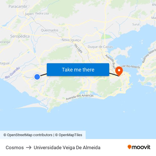 Cosmos to Universidade Veiga De Almeida map