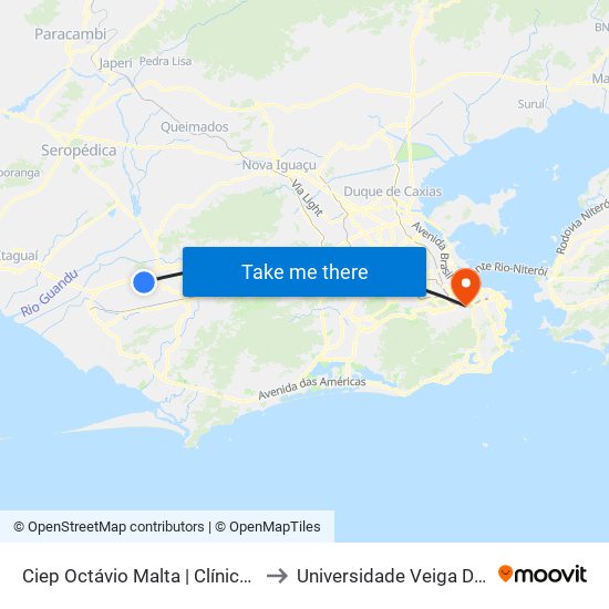 Ciep Octávio Malta | Clínica Da Família to Universidade Veiga De Almeida map