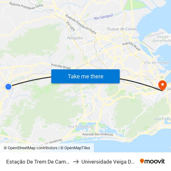 Estação De Trem De Campo Grande to Universidade Veiga De Almeida map
