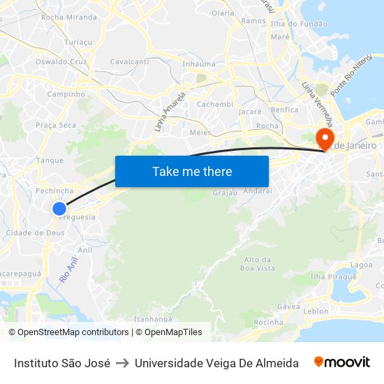 Instituto São José to Universidade Veiga De Almeida map