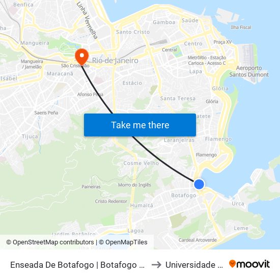 Enseada De Botafogo | Botafogo De Futebol E Regatas (Sentido Centro) to Universidade Veiga De Almeida map