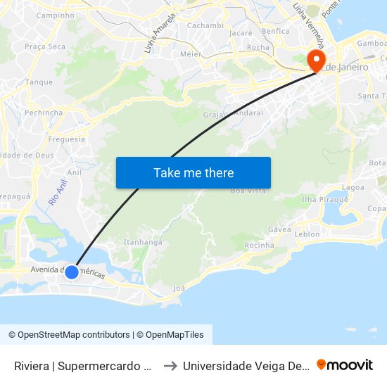 Riviera | Supermercardo Guanabara to Universidade Veiga De Almeida map