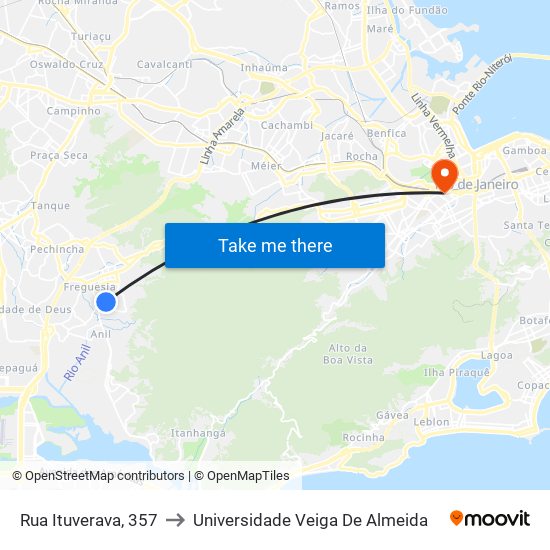 Rua Ituverava, 357 to Universidade Veiga De Almeida map