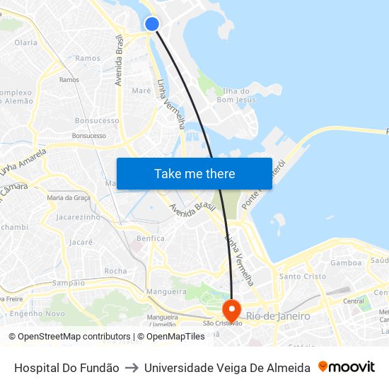 Hospital Do Fundão to Universidade Veiga De Almeida map