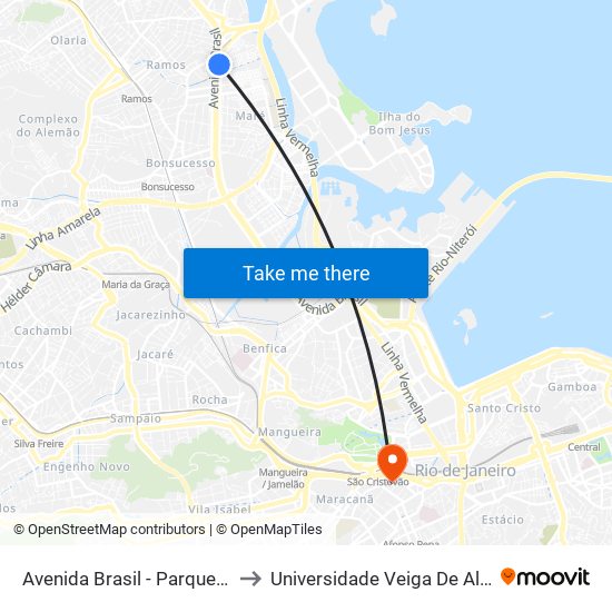 Avenida Brasil - Parque União to Universidade Veiga De Almeida map