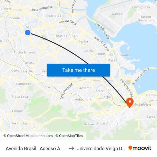 Avenida Brasil | Acesso À Coelho Neto to Universidade Veiga De Almeida map