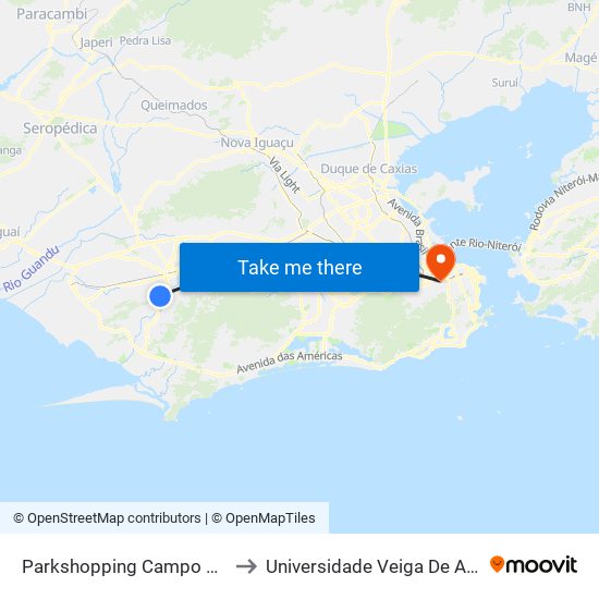 Parkshopping Campo Grande to Universidade Veiga De Almeida map