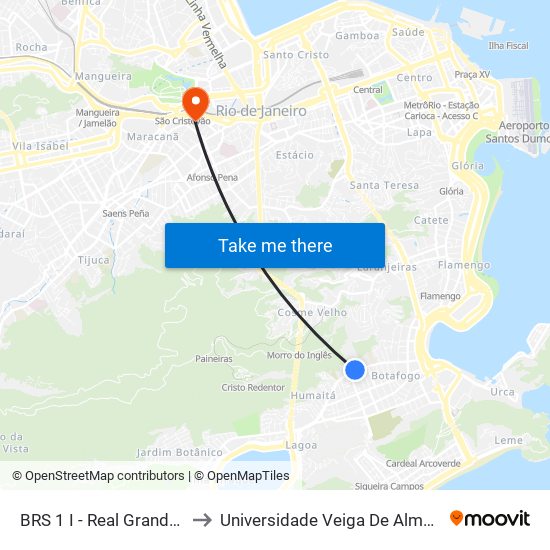 BRS 1 I - Real Grandeza to Universidade Veiga De Almeida map